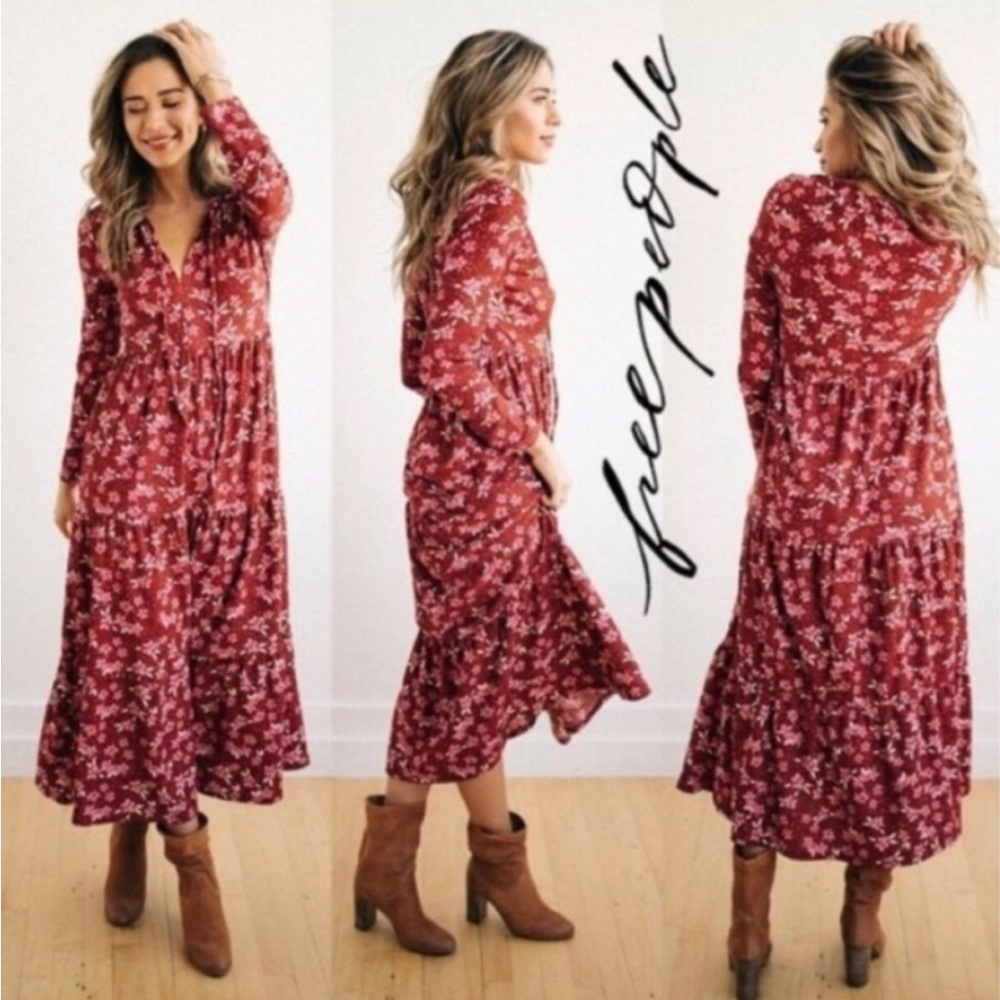 Free People Tiers of Joy Tiered Maxi Floral Boho Dress